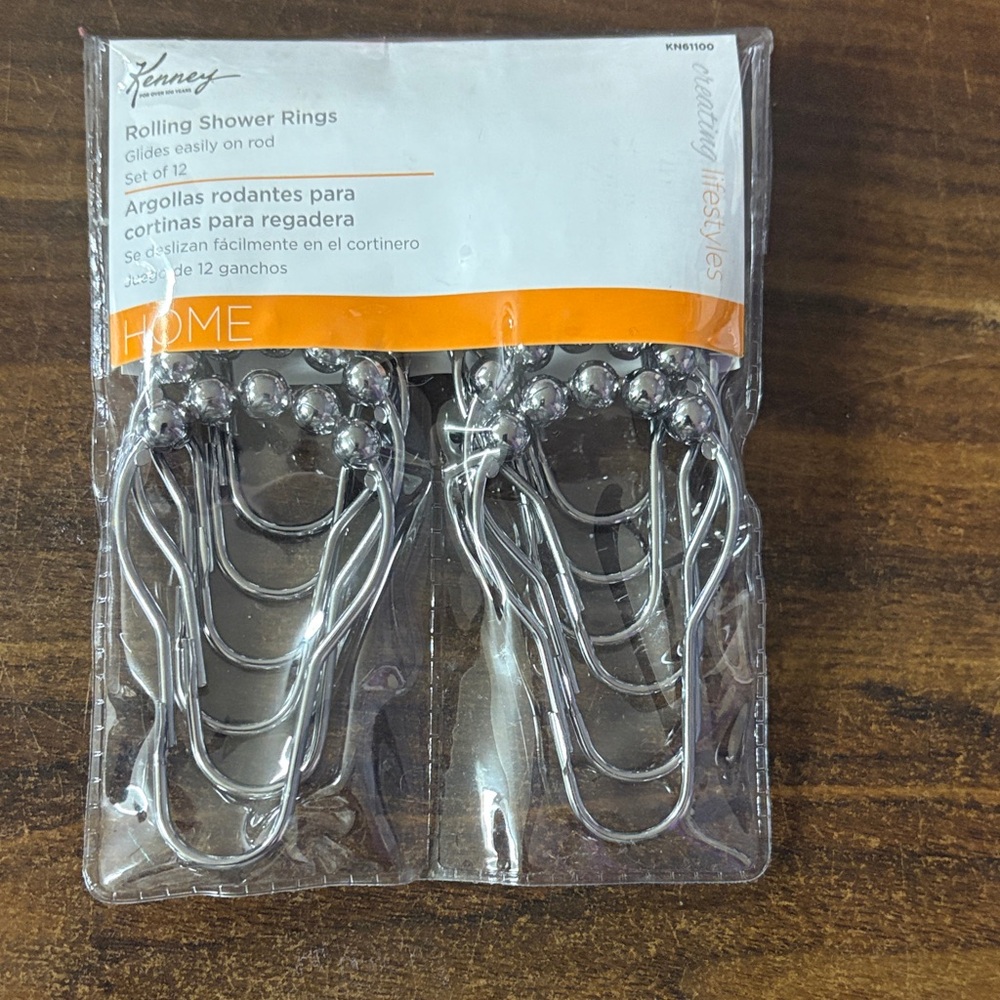 Set of 12 Silver Rolling Shower Rings